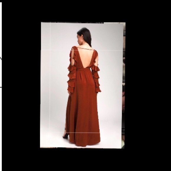 ♨️Lovely As Always Rust Red Satin Wrap Maxi Dress - Picture 4 of 11